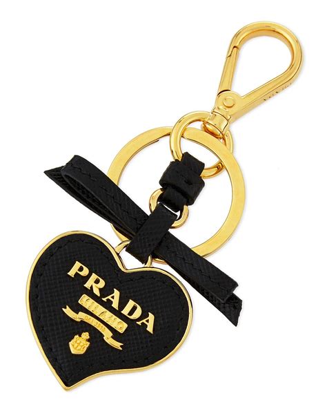 prada saffiano heart keychain|Black Saffiano Leather Keychain .